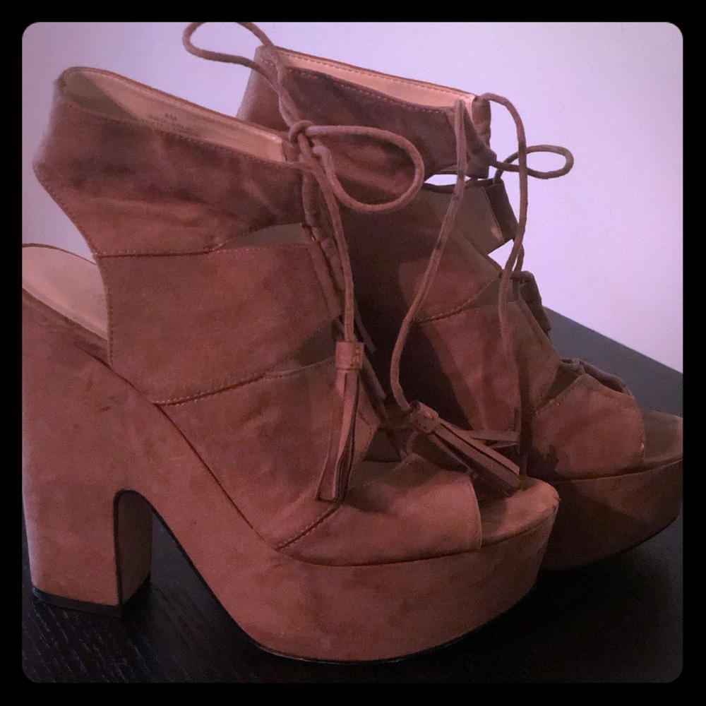 Nine West Chunky Gladiator Wedge Pumps